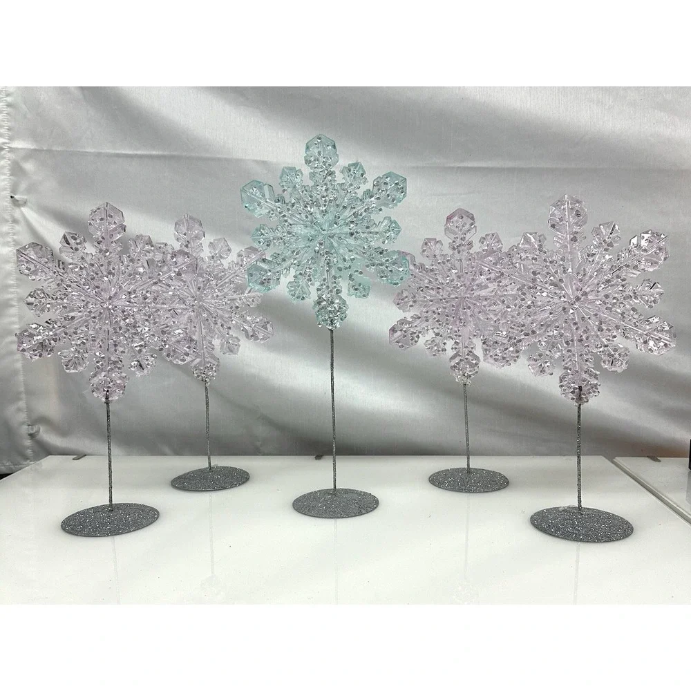 Decorative snowflakes with plastic and rhinestones party,Christmas NY Set of 5